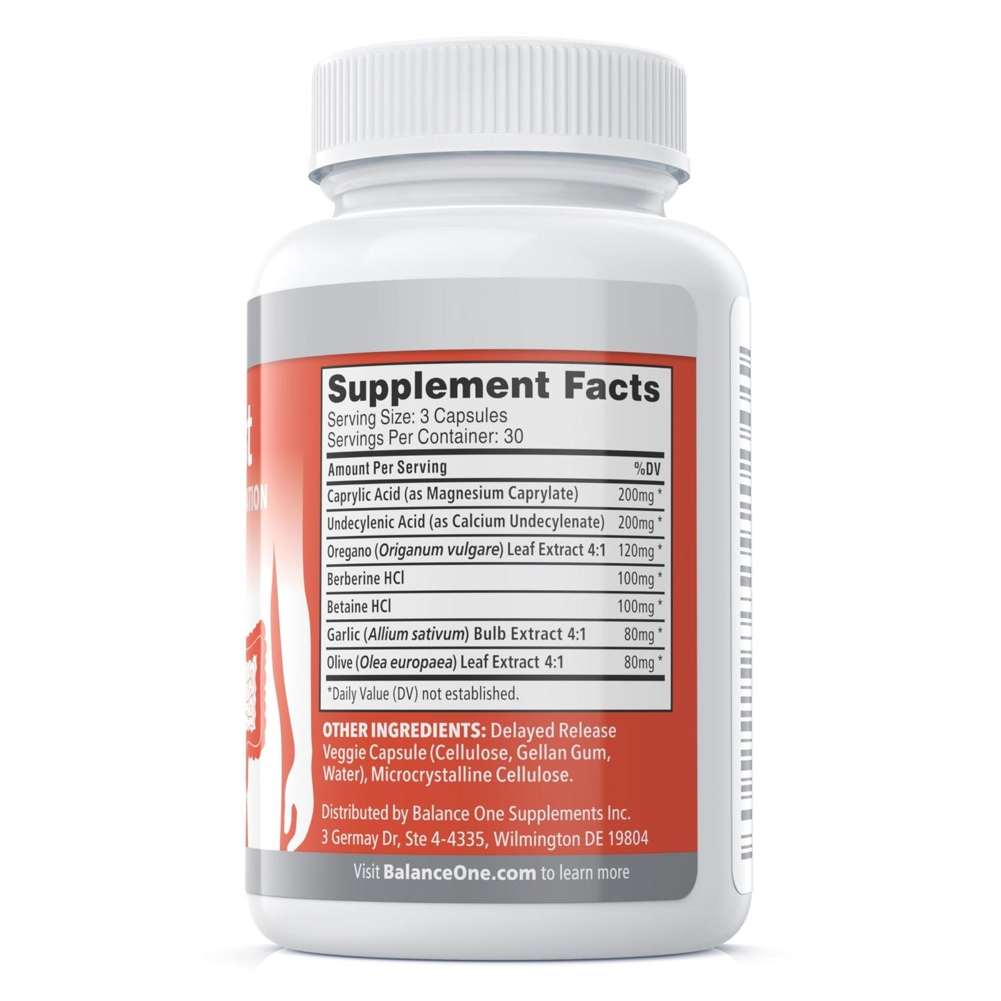 Balance ONE Candida Cleanse & Yeast Support Complex – Caprylic Acid, Undecylenic Acid, Berberine & Oregano Leaf – Gut Flora Balance for Women & Men - Maple Wellness Supplements