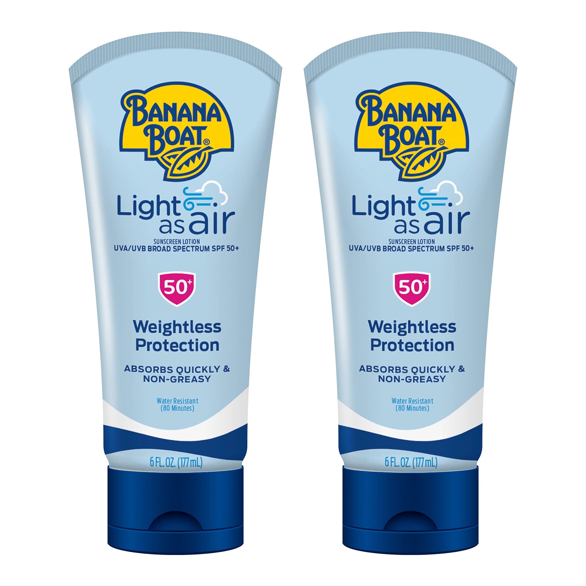 Banana Boat Light As Air Sunscreen Lotion SPF 50 Twin Pack | Lightweight & Non-Greasy Lotion Sunscreen SPF 50 - Maple Wellness Supplements