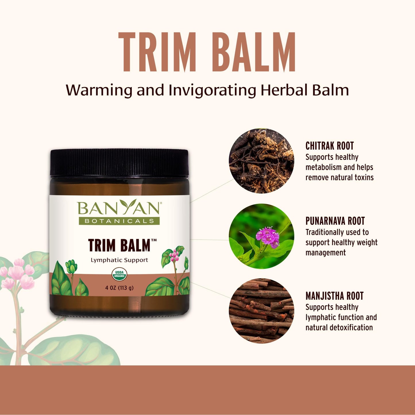 Banyan Botanicals Trim Balm - Certified Organic, 4 oz - Chitrak and Guggulu Increases Metabolism - Maple Wellness Supplements