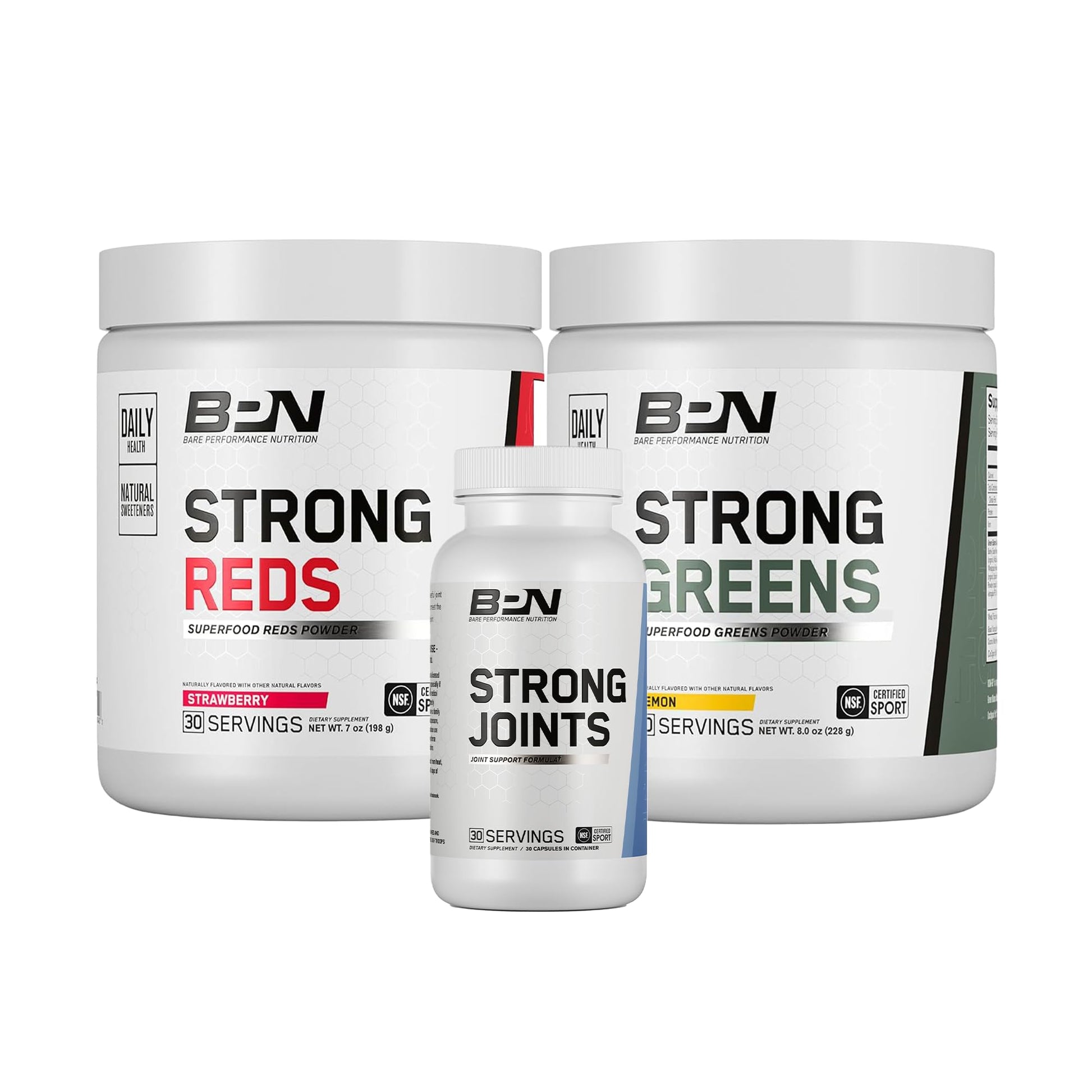 BARE PERFORMANCE NUTRITION BPN Health & Wellness Bundle, Strong Reds, Strong Greens Lemon, Strong Joints - Maple Wellness Supplements