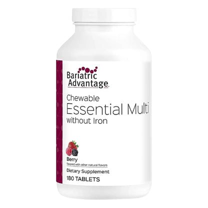 Bariatric Advantage Chewable Essential Multivitamin Without Iron - 200 DV of Key Nutrients - Trace Mineral Support - Maple Wellness Supplements