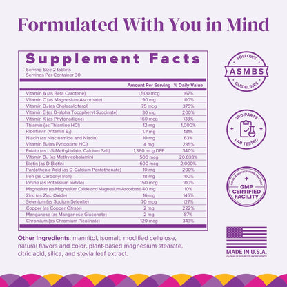 BariMelts Bariatric Multivitamin with Iron, 60 Fast-Dissolving Tablets (1-Month Supply), Sugar-Free Bariatric Vitamins for Women, Natural Fruit Flavor - Maple Wellness Supplements