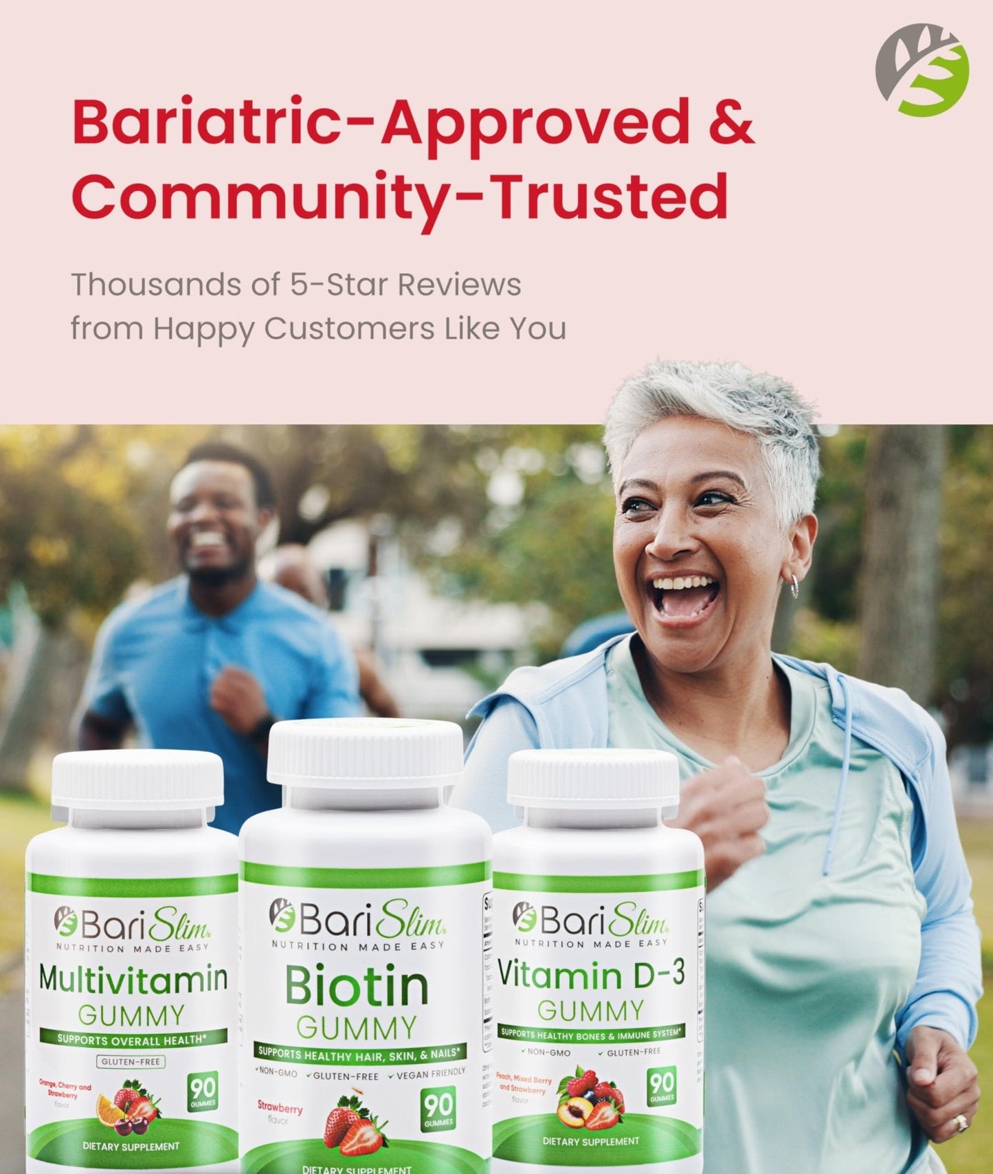 BariSlim Bariatric Multivitamin Gummies - Specially Formulated Gummy Vitamin for Patients After Weight Loss Surgery - Easy to Digest & Great Tasting Fruit Flavors | Pack of 3 | 90 Fruit Chews - Maple Wellness Supplements