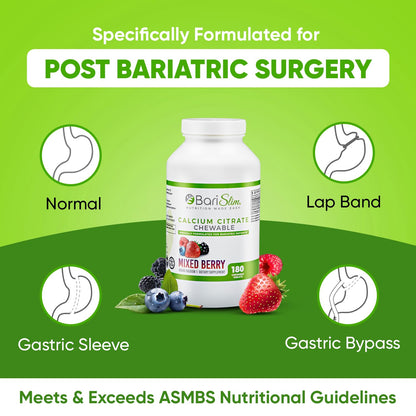 BariSlim Chewable Bariatric Multivitamin Tablets - Specially Formulated Chewable Tablets for Patients After Weight Loss Surgery - Easy to Digest & Great Tasting Fruit Flavors | Pack of 2 - Maple Wellness Supplements