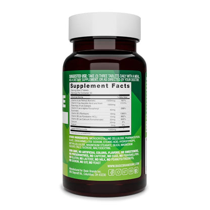 Basic Brands Aller Vite Nasal Support Tablets for Seasonal Allergy Relief, High Bioflavonoid Complex with Vitamins and Calcium, Gluten Free Daily Supplement, 100 Tablets - Maple Wellness Supplements