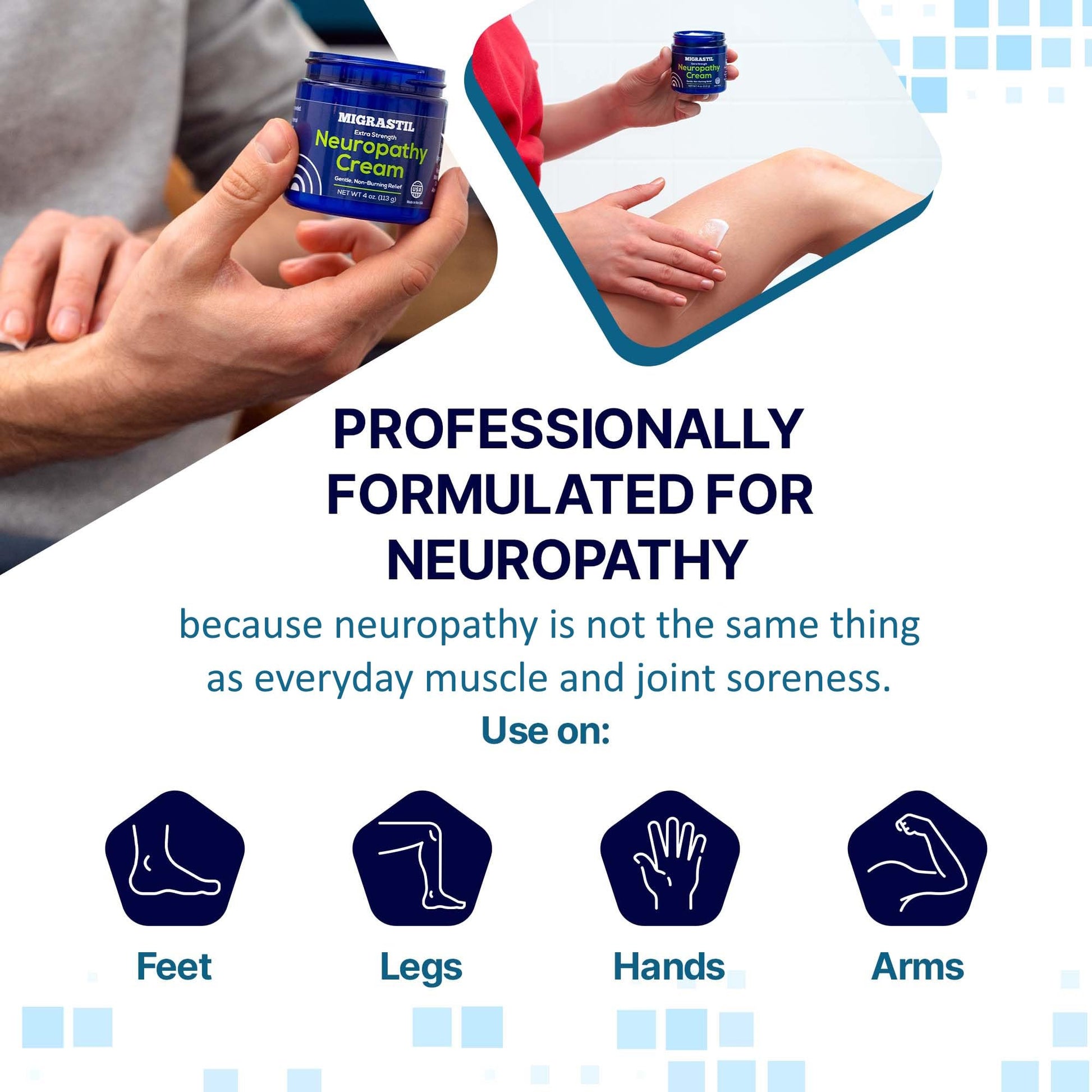 Basic Vigor Migrastil Extra Strength Neuropathy Cream (4 oz) and PainBlock Roll-On (3 oz) Bundle - Maple Wellness Supplements