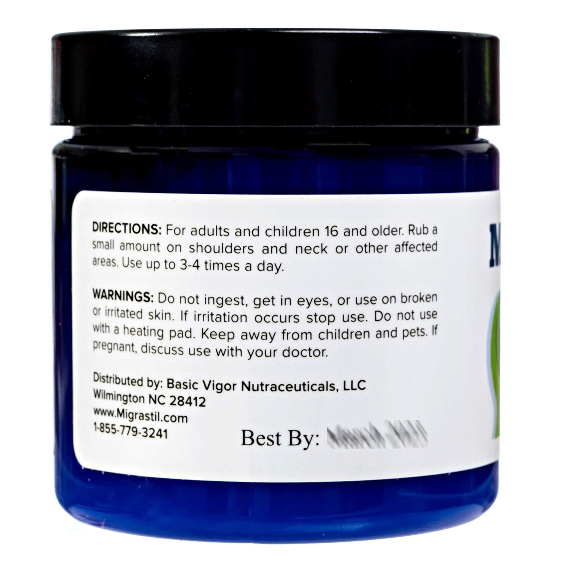 Basic Vigor Migrastil Neck & Shoulder Cream. Cooling Comfort for Migraines, Tech Neck & Tension. (4 oz.) Made in The USA. - Maple Wellness Supplements