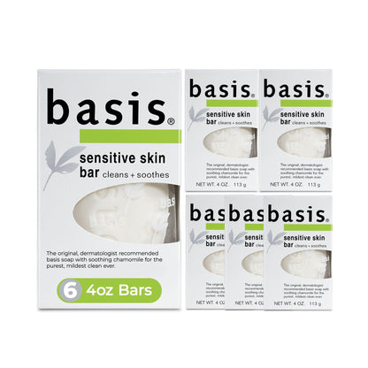 Basis Sensitive Skin Bar Soap for Body, Hands and Face, Unscented Soap Bar for Sensitive Skin with Chamomile and Aloe Vera - Maple Wellness Supplements