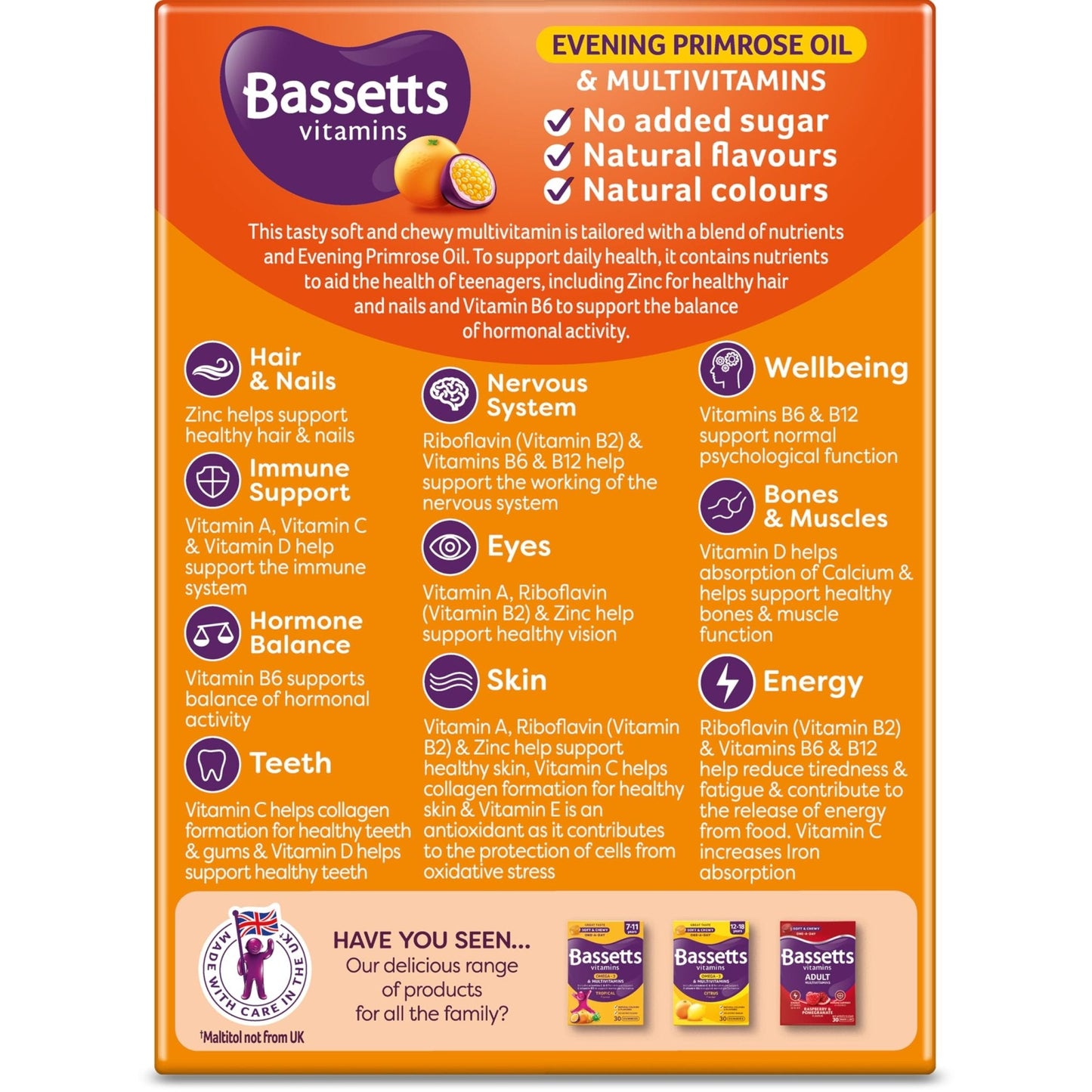 Bassetts Vitamins 12-18 EPO Orange & Passion Fruit 30's, 94.2 g, Orange and passionfruit - Maple Wellness Supplements