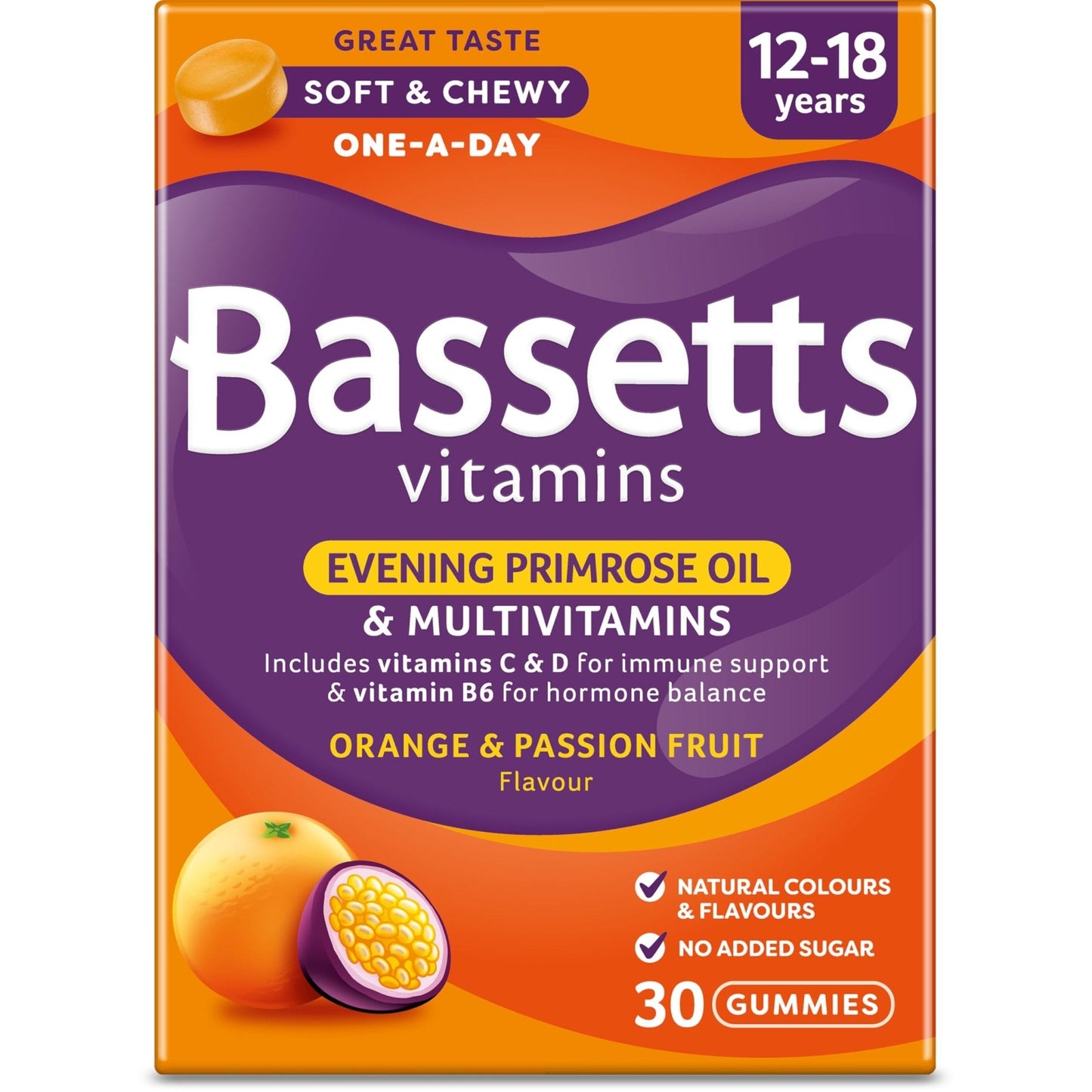 Bassetts Vitamins 12-18 EPO Orange & Passion Fruit 30's, 94.2 g, Orange and passionfruit - Maple Wellness Supplements