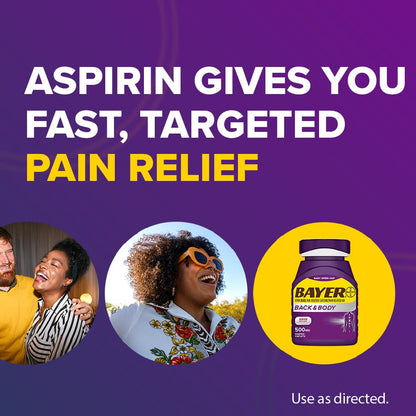 Bayer Back & Body 500mg Aspirin Plus Caffeine for Powerful Pain Relief, 200 Coated Caplets - Maple Wellness Supplements