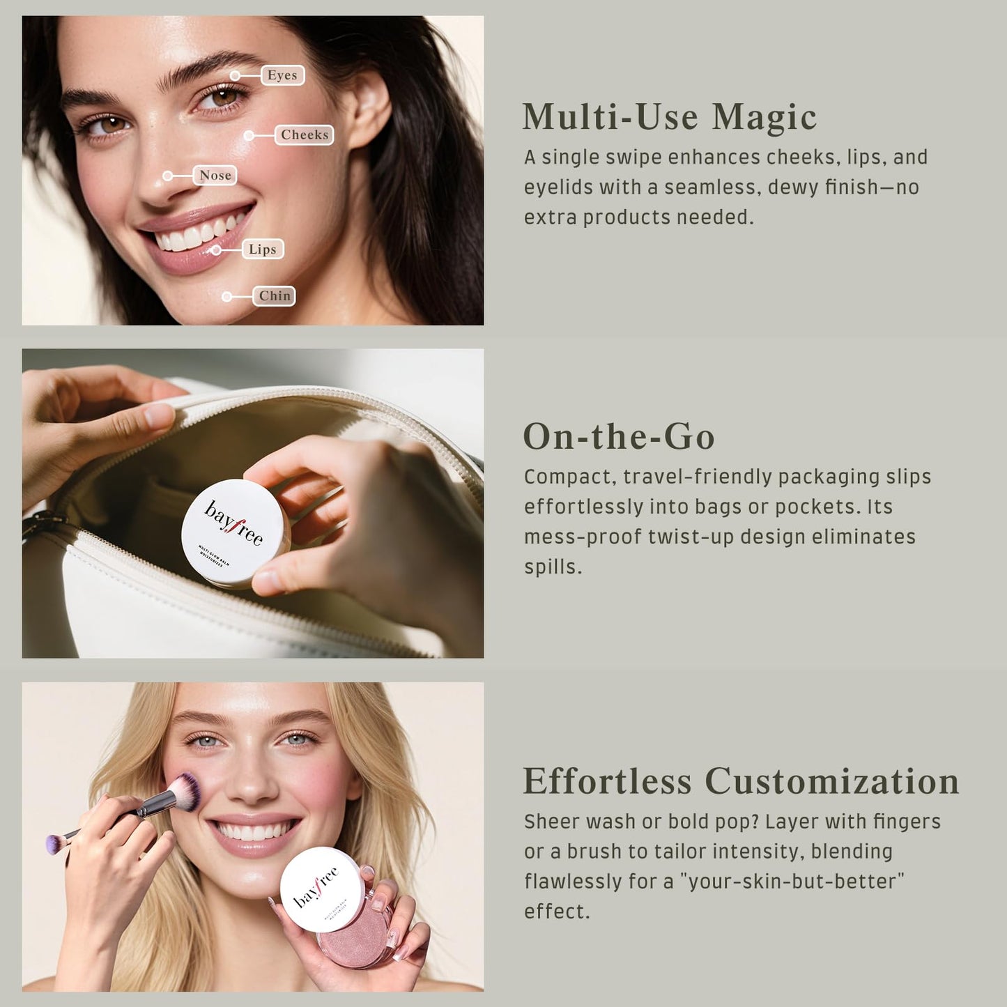 bayfree Multi Glow Balm, Cream Blush for Cheeks, Blush Balm Face Makeup, Radiant Finish, Hydrating, Creamy, Lightweight & Blendable Color, Face Makeup 0.63 Oz - Maple Wellness Supplements