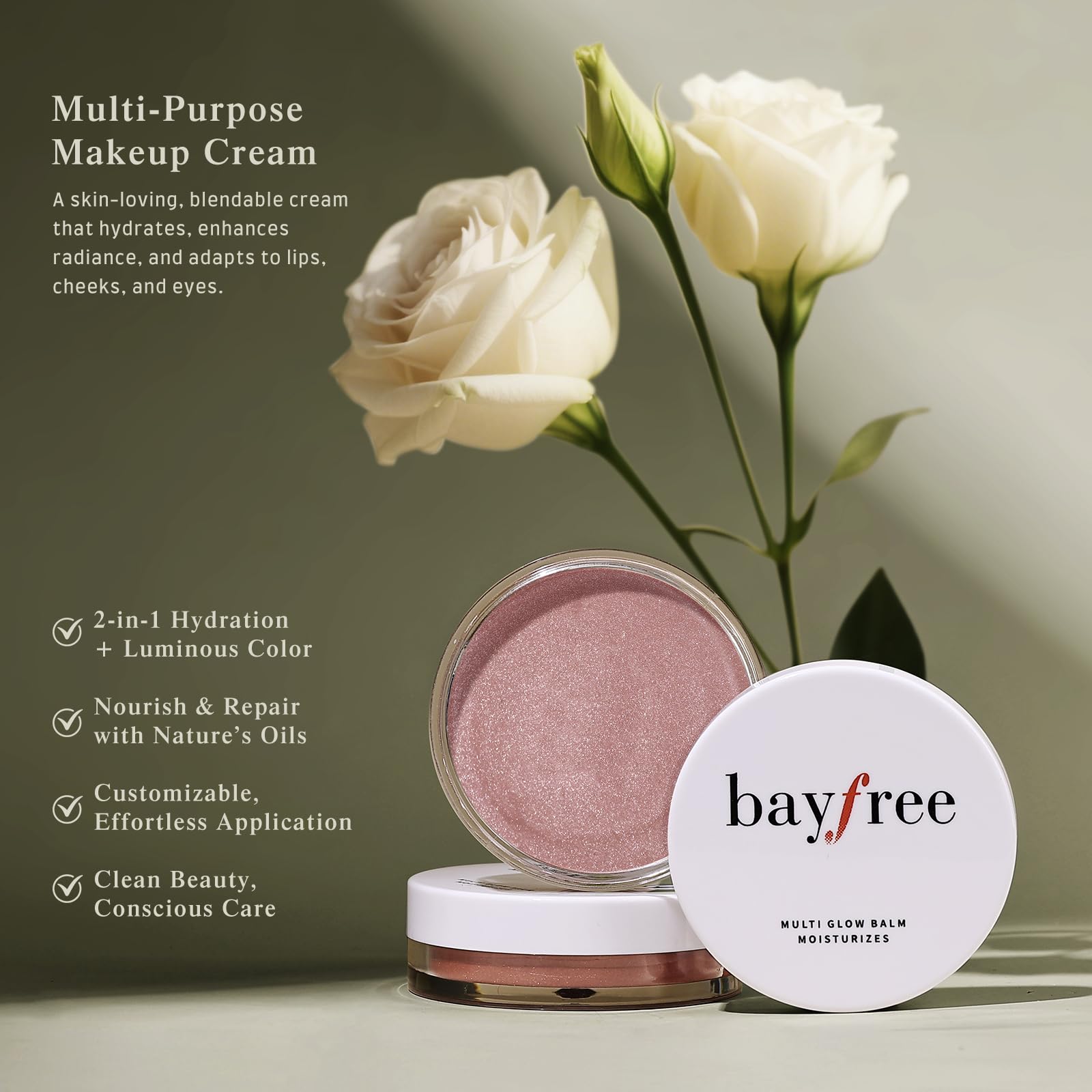bayfree Multi Glow Balm, Cream Blush for Cheeks, Blush Balm Face Makeup, Radiant Finish, Hydrating, Creamy, Lightweight & Blendable Color, Face Makeup 0.63 Oz - Maple Wellness Supplements