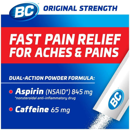 BC Powder Original Strength Pain Reliever, 50 Powder Sticks, 50 Count(Pack of 6) - Maple Wellness Supplements
