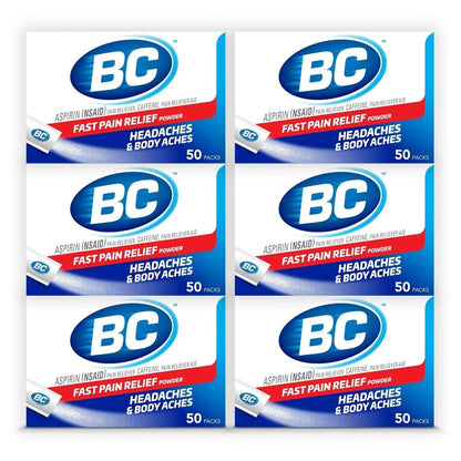 BC Powder Original Strength Pain Reliever, 50 Powder Sticks, 50 Count(Pack of 6) - Maple Wellness Supplements