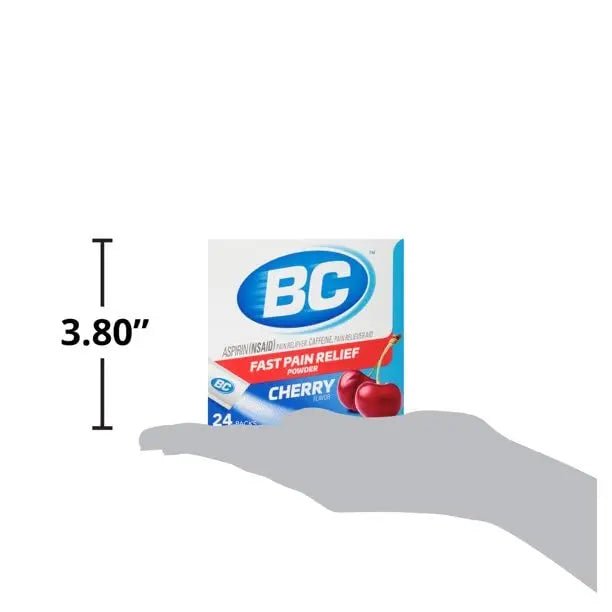 BC Powder Pain Reliever, Cherry Flavor Aspirin Dissolve Packs, 24 Count Powder Packets (6 Pack) - Maple Wellness Supplements