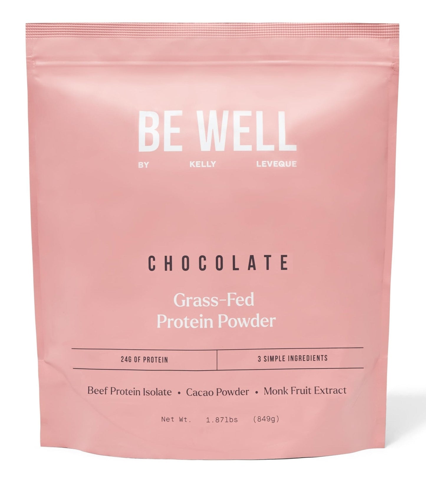 Be Well by Kelly Chocolate Grass-Fed Beef Protein Powder, 24G of Protein & 1G Net Carbs (3 Ingredients, 30 Servings) 9 Amino Acids + 3 BCAAs No Soy, No Dairy, Stevia-Free, No Sugar Added 1.87lb 849g - Maple Wellness Supplements