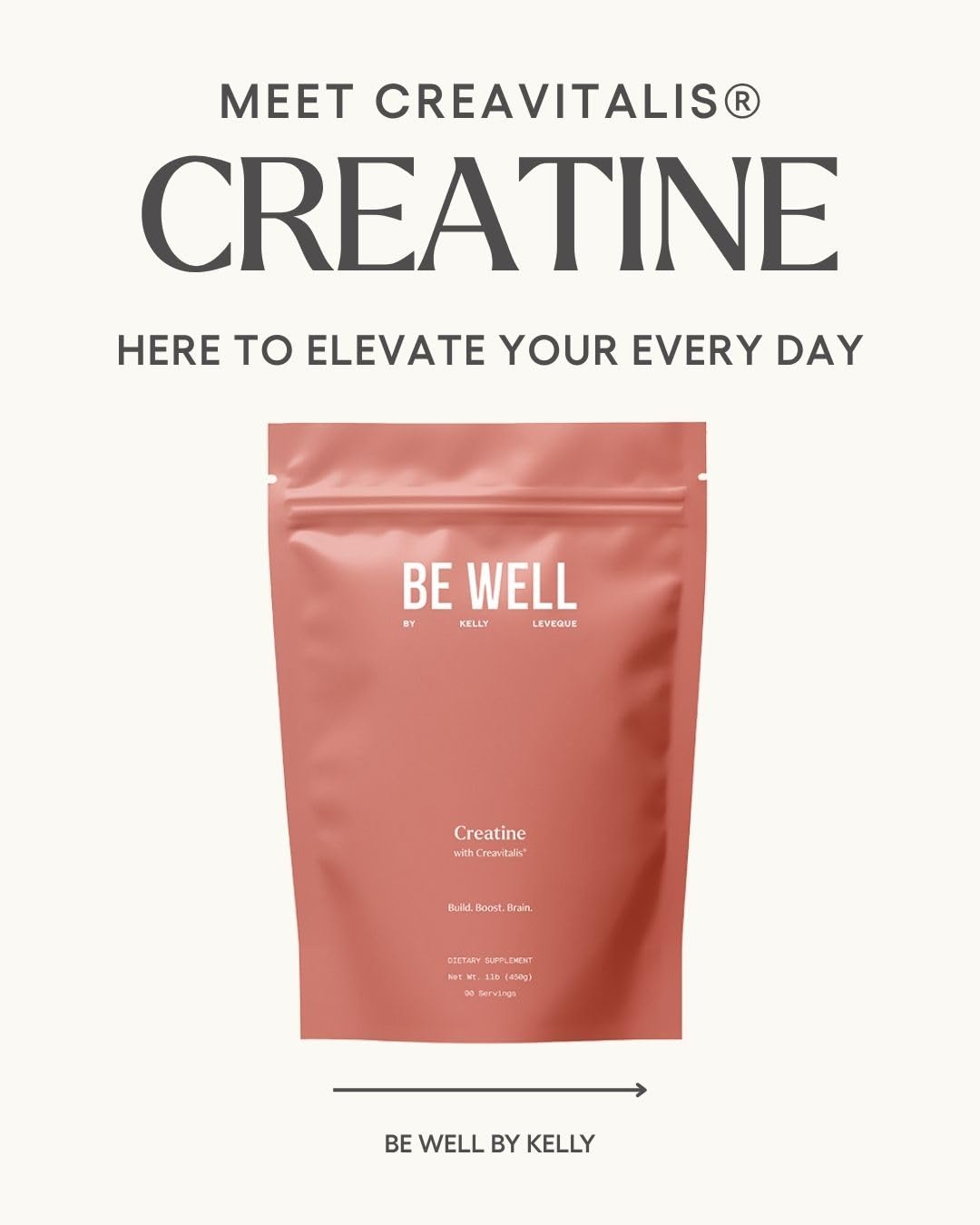 Be Well by Kelly Creatine with Creavitalis, Dietary Supplement, 1lb (450g), 90 Servings Build. Boost. Brain. - Maple Wellness Supplements