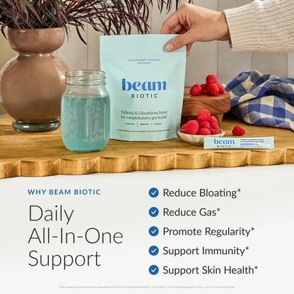 Beam Biotic Probiotics for Women – Gut Health & Digestive Health Powder with Pre, Pro & Postbiotics + Glutathione, Daily Probiotic Drink for Bloating Relief & Gut Balance - Maple Wellness Supplements