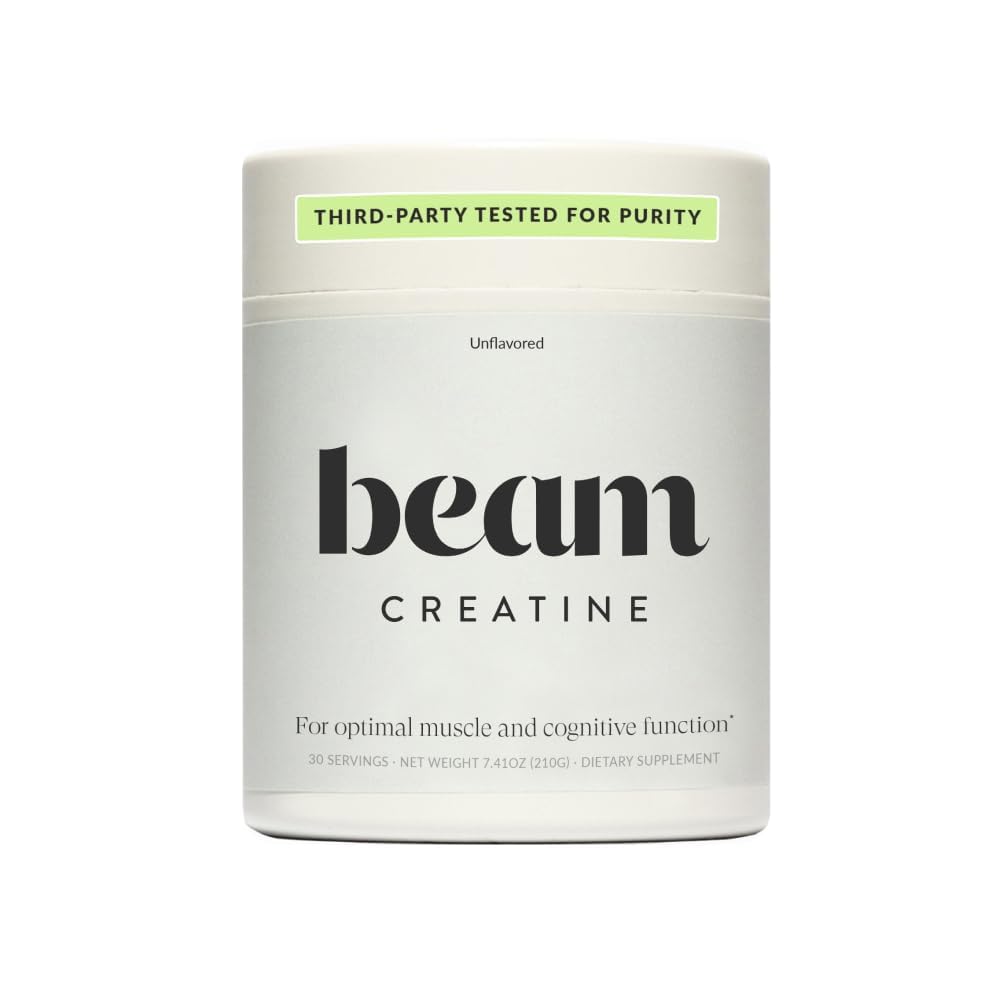 Beam Creatine Monohydrate Powder – 5g Micronized Creatine Monohydrate, Third Party Tested Creatine for Women & Men, Muscle Strength, Growth, Recovery & Cognitive Support, Unflavored, 30 Servings - Maple Wellness Supplements