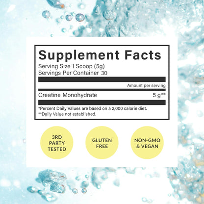 Beam Creatine Monohydrate Powder – 5g Micronized Creatine Monohydrate, Third Party Tested Creatine for Women & Men, Muscle Strength, Growth, Recovery & Cognitive Support, Unflavored, 60 Servings - Maple Wellness Supplements