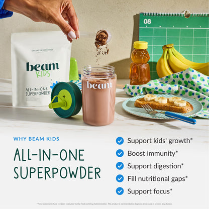 Beam Kids Multivitamin Powder – Kids Vitamins with Greens, Probiotic & Prebiotic, Immune Support for Children & Toddlers, No Artificial Sweeteners, For Picky Eaters, - Maple Wellness Supplements