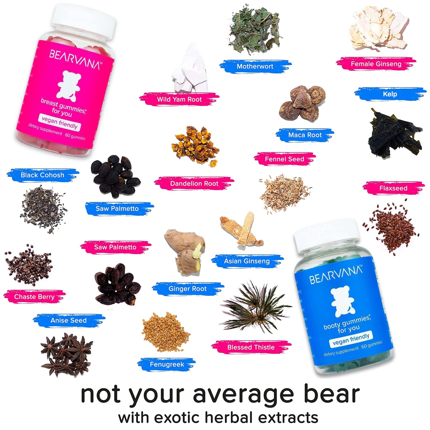 BEARVANA Gummies Combo Pack - Chest and Bum Gummies - Workout Aid - Women’s - Maple Wellness Supplements