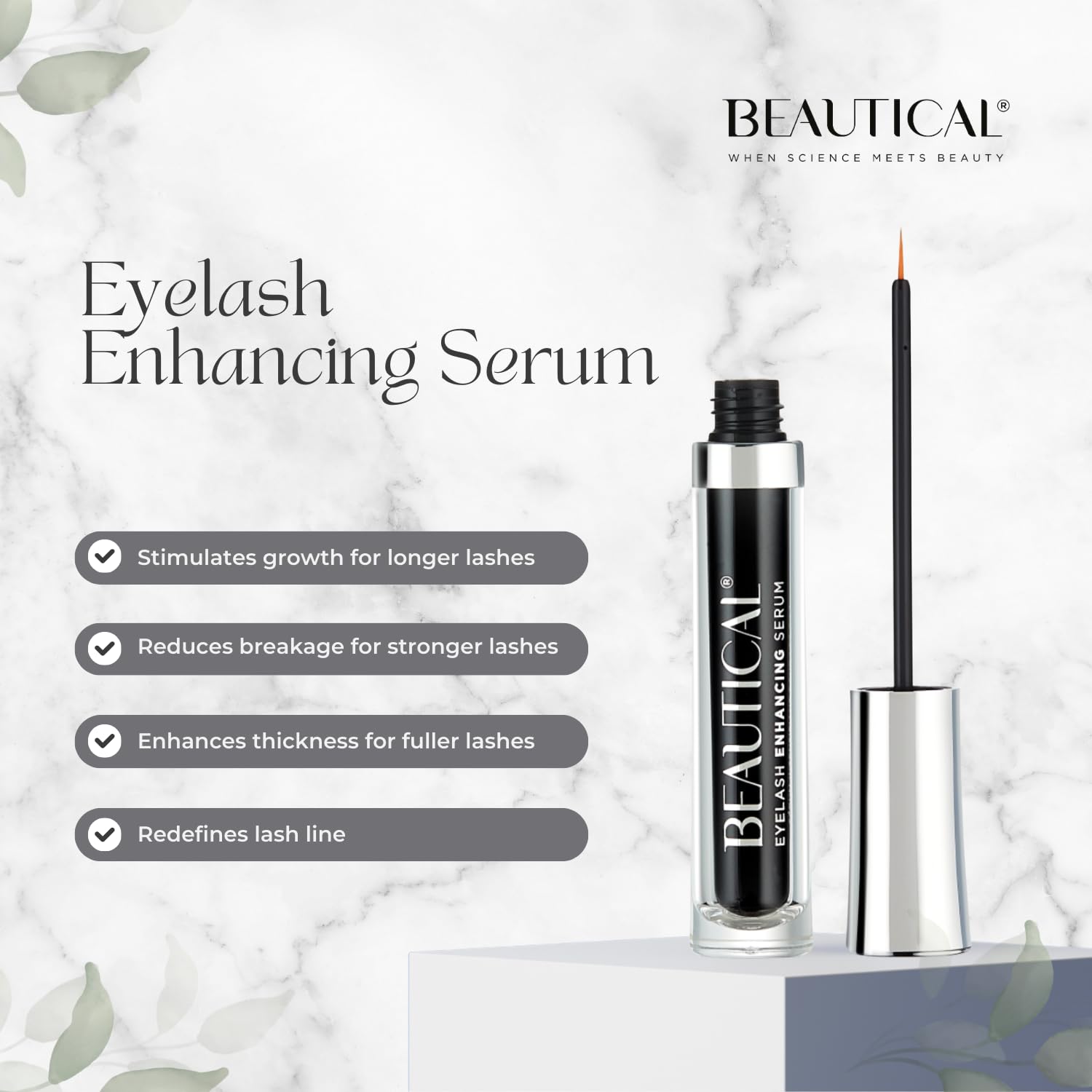 BEAUTICAL Eyelash Serum – Lash Enhancing & Conditioning Formula with Botanical Ingredients for the Appearance of Fuller, Shinier & Healthier-Looking Lashes – Nourishing Lash Care, 3ml - Maple Wellness Supplements