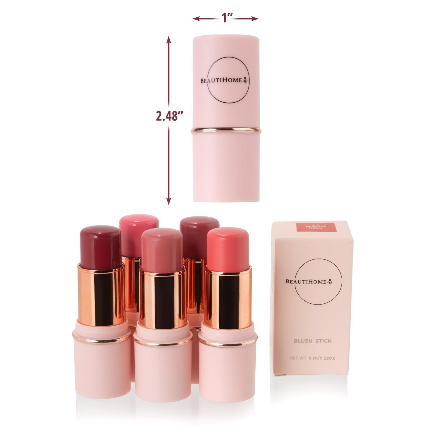 BeautiHome Blush Stick for Cheeks & Lips Multistick Cream Blush- Easy to Apply & Blend- Infused with Nourishing Ingredients for your Skin Compact Travel Size Makeup (Misty Rose, Small) - Maple Wellness Supplements
