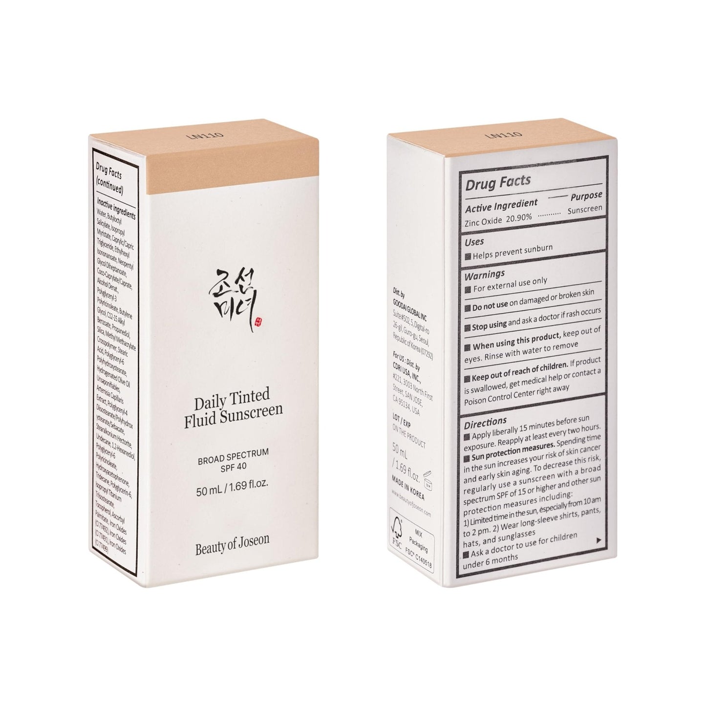 Beauty of Joseon Daily Tinted Fluid Sunscreen 12 Shades for Face Moisturizing Broad Spectrum SPF 40 Korean Skincare 50ml, 1.69 fl.oz LN110 - Maple Wellness Supplements