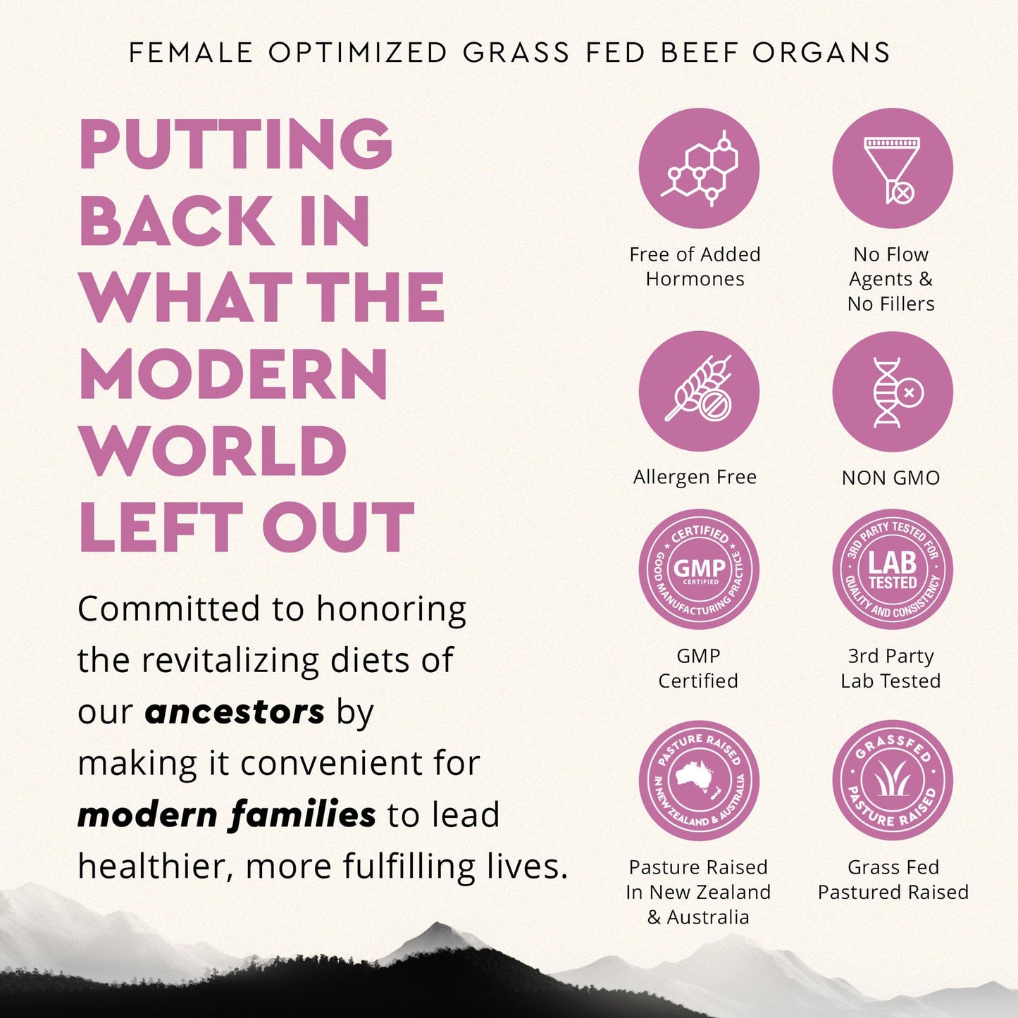 Beef Organ Supplement for Women – Supports Hormone Balance, Energy & Wellness – Grass Fed, Pasture Raised Superfood – Liver, Heart, Kidney, Bone Marrow – Collagen, CoQ10, B12 – Female Support Blend - Maple Wellness Supplements