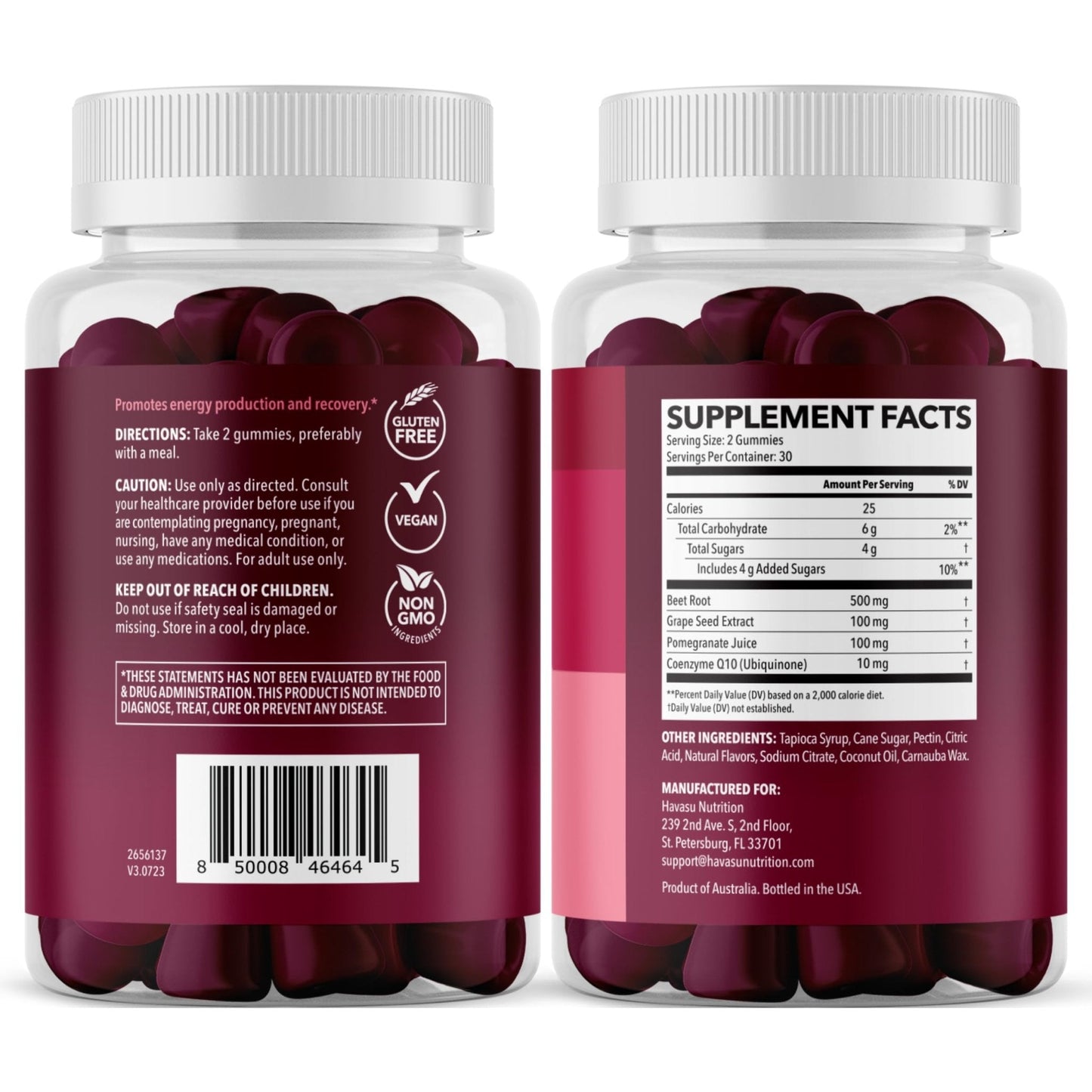 Beet Root Gummies with COQ10 & Pomegranate - Nitric Oxide Supplement for Men and Women - Beetroot for Endurance, Performance, Recovery - Vegan, Non-GMO, Gluten Free - Maple Wellness Supplements