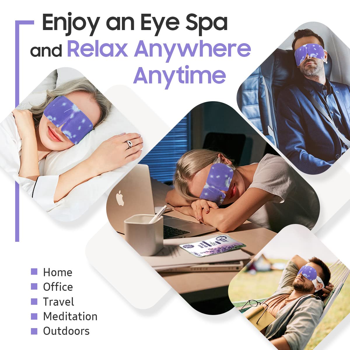 BeHoomi Steam Eye Mask, 10 Packs Heated Eye Mask, Self Heating Disposable SPA Warm Compress for Eyes Sleep Mask, Travel Essentials - Maple Wellness Supplements