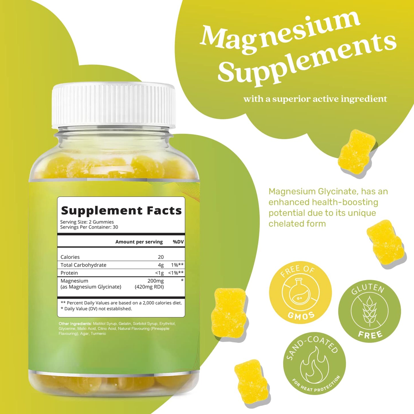 BeLive Magnesium Glycinate Gummies 200 mg - Sugar Free Supplement for Muscle Relaxation, Sleep Support, & Heart Health for Adults & Kids - Maple Wellness Supplements