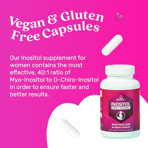 BeLive Myo-Inositol & D-Chiro Inositol Capsules - 90Ct I Inositol Supplement with Folic - Maple Wellness Supplements