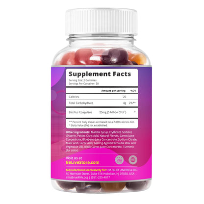 BeLive Probiotic Gummies - Probiotics with 5 Billion CFUs for Digestive Health, Men, Women & Kids - for Immune Support, Sugar Free & Vega - Maple Wellness Supplements