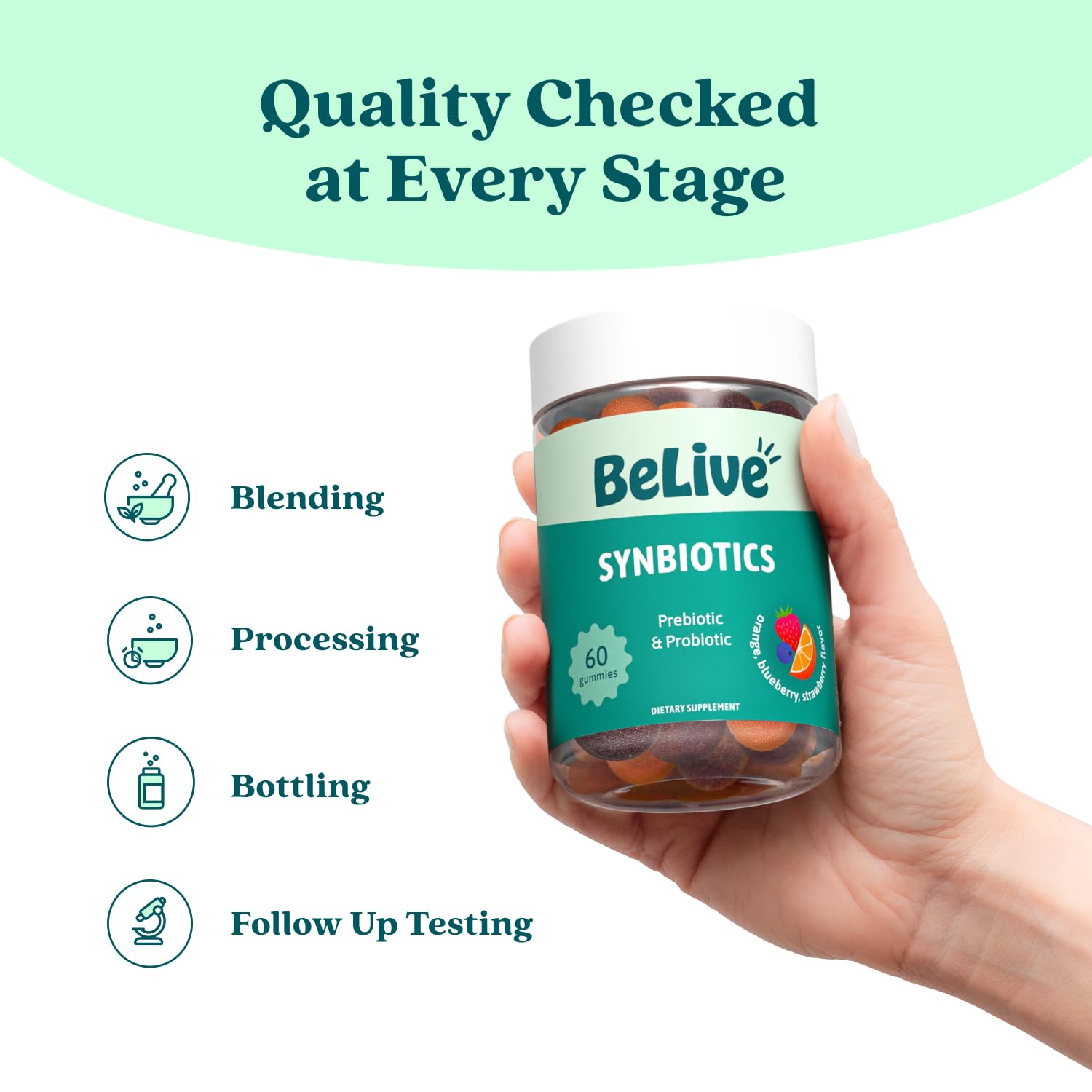 BeLive Synbiotics - Probiotic & Prebiotic Fiber Gummies – High Strength Inulin (3g), Dietary Fiber Supplement, Digestive Support for Kids & Adults - Strawberry, Orange, - Maple Wellness Supplements