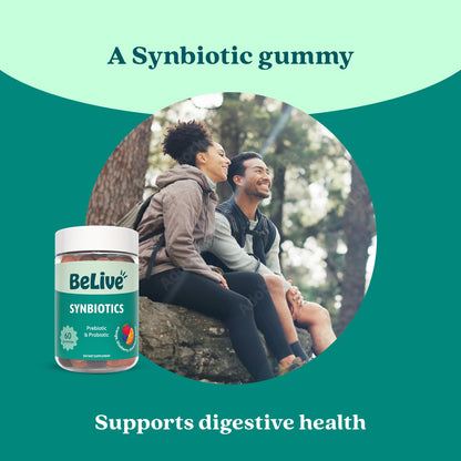 BeLive Synbiotics - Probiotic & Prebiotic Fiber Gummies – High Strength Inulin (3g), Dietary Fiber Supplement, Digestive Support for Kids & Adults - Strawberry, Orange, - Maple Wellness Supplements