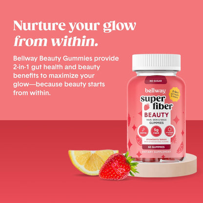 Bellway Super Fiber Gummies + Beauty – Sugar Free Fiber Supplement with Biotin & Vitamins A C E – Supports Digestive Health, - Maple Wellness Supplements