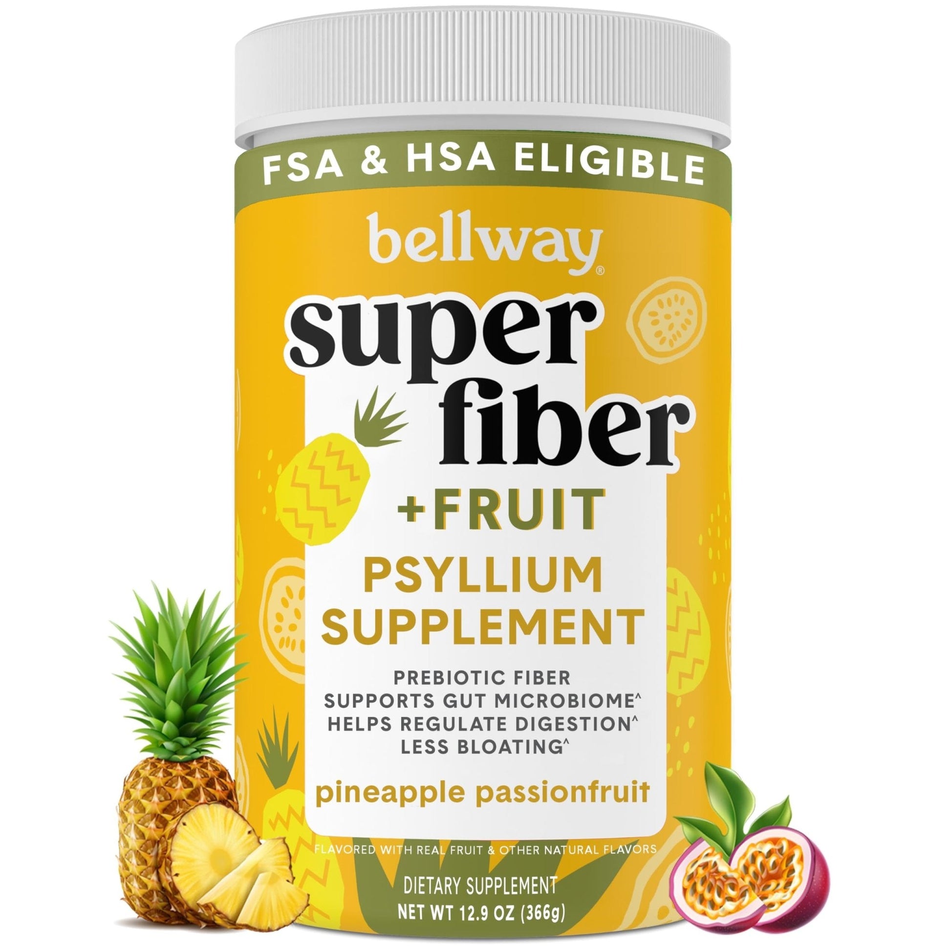 Bellway Super Fiber Powder + Fruit, Sugar Free Organic Psyllium Husk Powder Fiber Supplement for Regularity, Bloating Relief & Digestive Health, Plant-Based, - Maple Wellness Supplements