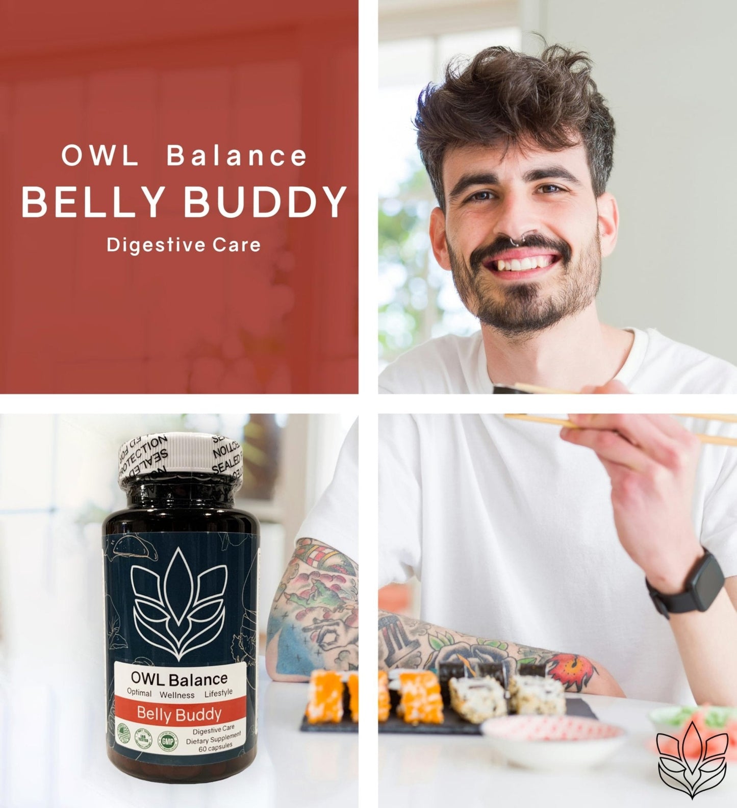 Belly Buddy Advanced Gut Health Support containing a helthy Blend of Probiotics, Prebiotics, and Digestive Enzymes - Maple Wellness Supplements