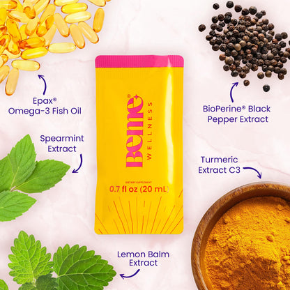 BeMe Liquid Omega 3 Fish Oil - Turmeric Curcumin, Lemon Balm Extract & Omega 3 Supplement for Women - Patented EPAX® for Quick Absorption & high bioavailability - Supports Memory & Brain Health - Maple Wellness Supplements