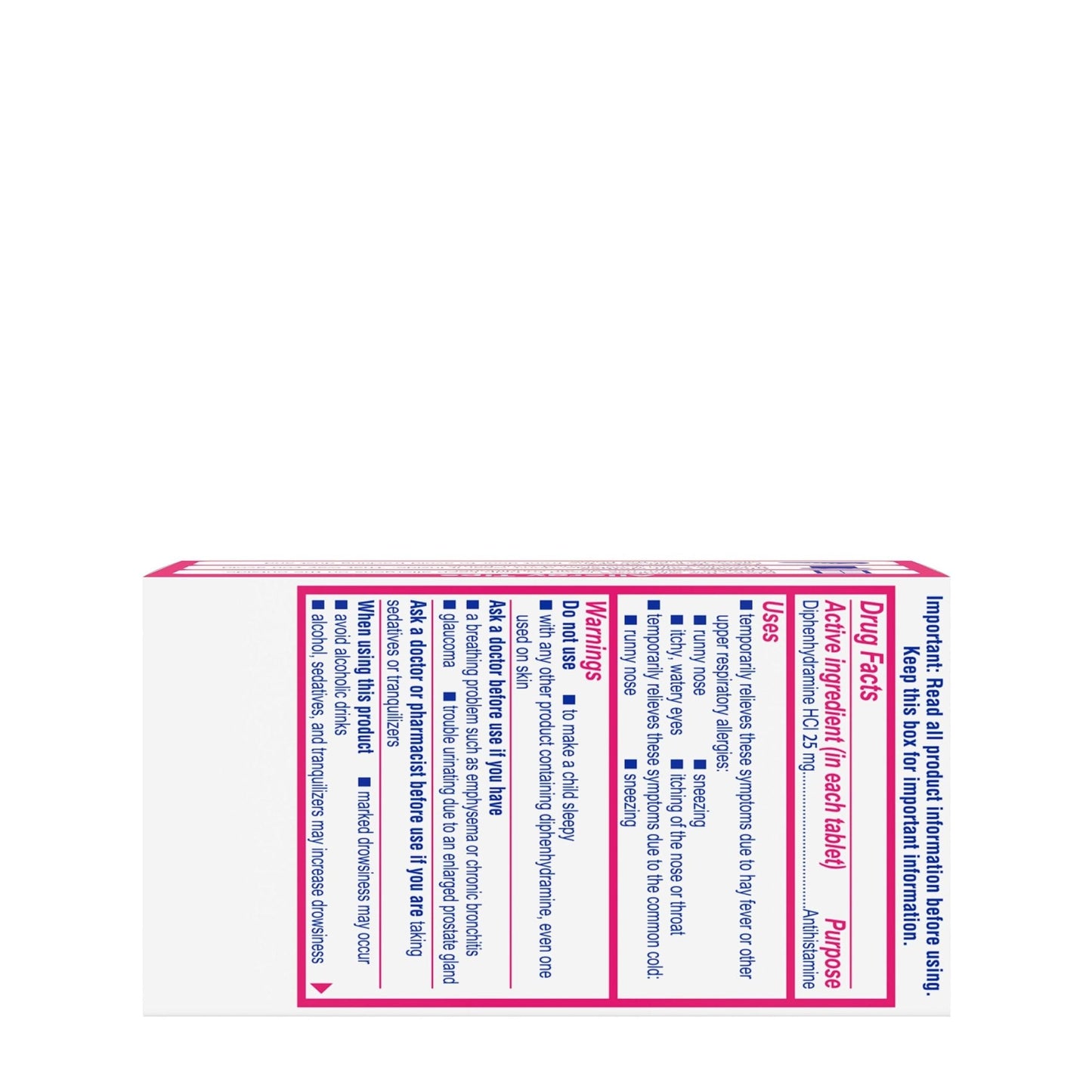Benadryl Ultratabs Allergy Medicine, 25 mg Diphenhydramine HCl Antihistamine Tablets For Cold & Allergy Relief of Symptoms Like Sneezing, Runny Nose, Itchy Eyes & Throat, Hay Fever, 100 Count Tablets - Maple Wellness Supplements