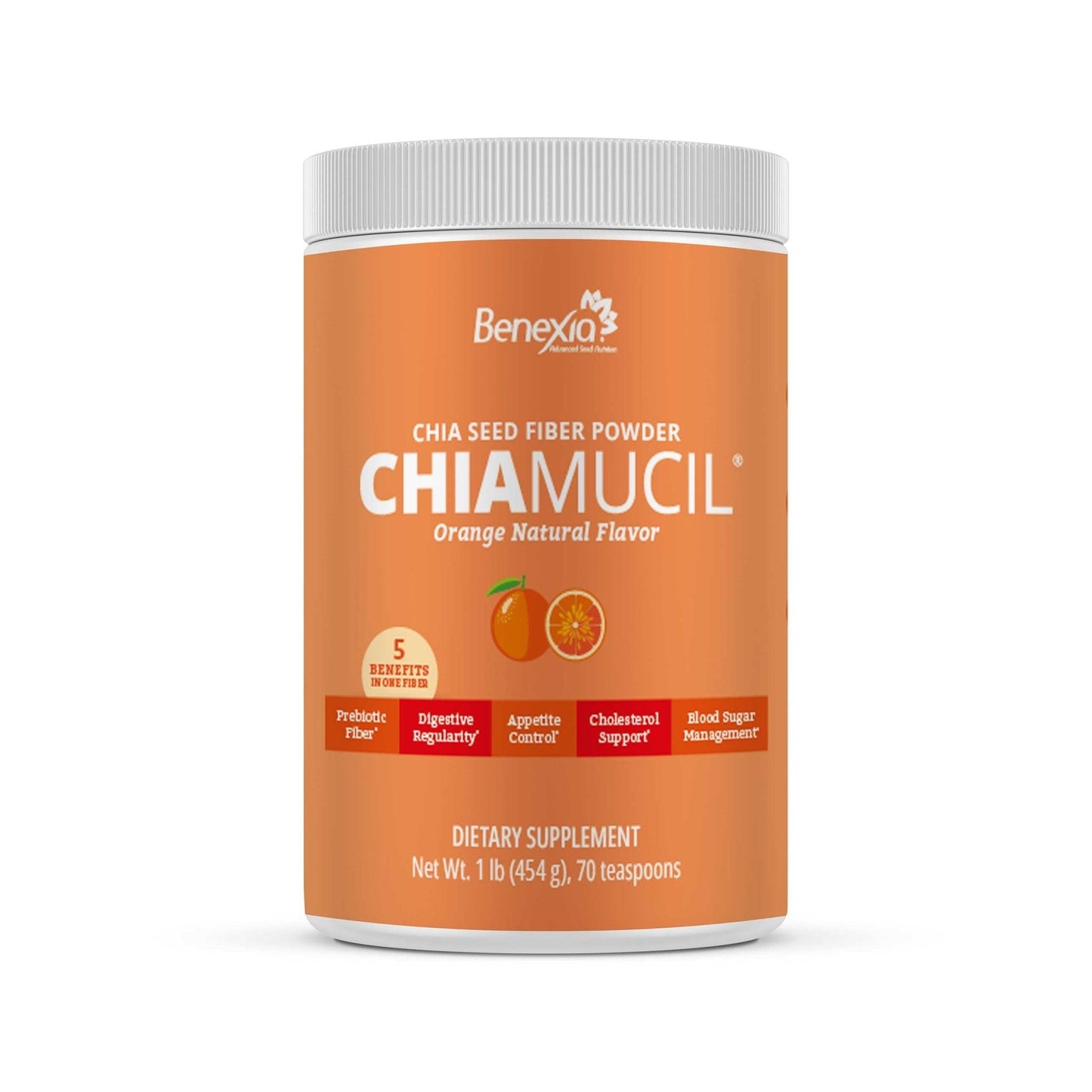 BENEXIA Chiamucil Prebiotic Fiber Supplement Powder – Chia Fiber & Chicory Root (Inulin) for Digestive Health & Appetite Control – Gluten & Sugar Free - Maple Wellness Supplements