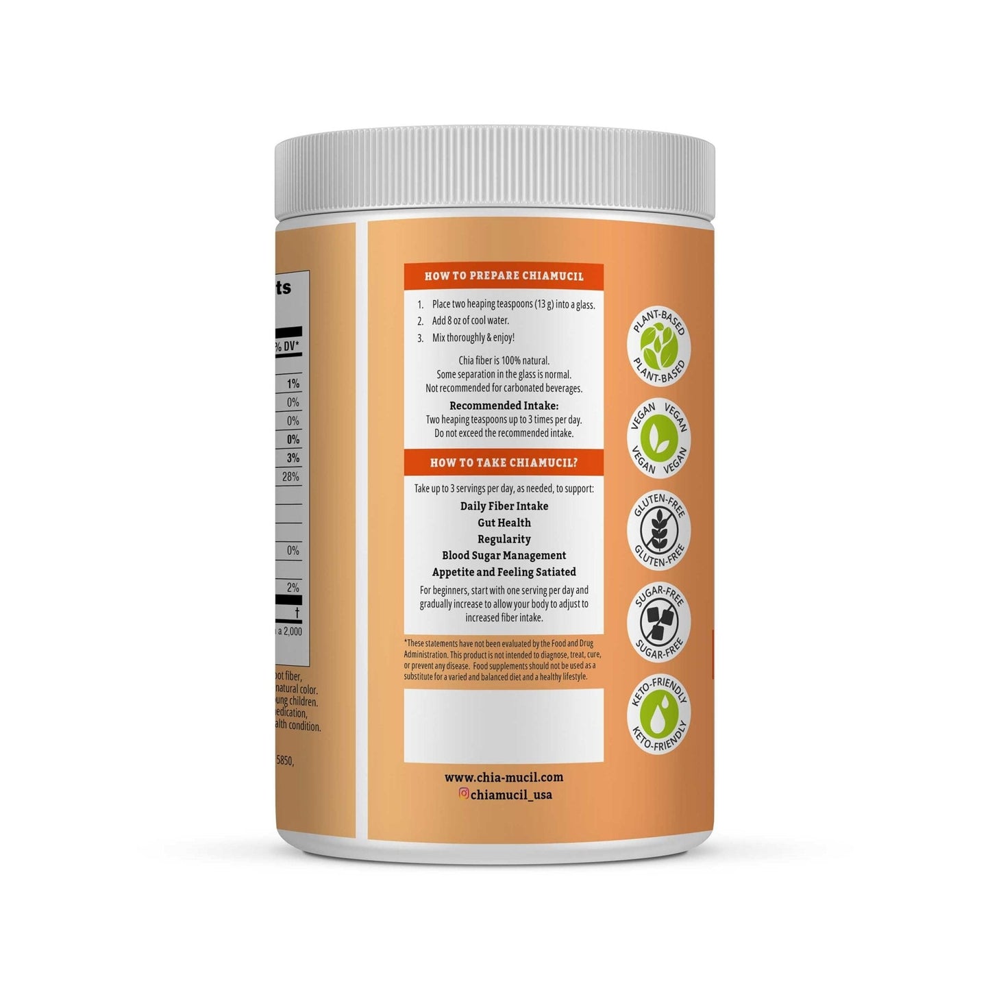 BENEXIA Chiamucil Prebiotic Fiber Supplement Powder – Chia Fiber & Chicory Root (Inulin) for Digestive Health & Appetite Control – Gluten & Sugar Free - Maple Wellness Supplements