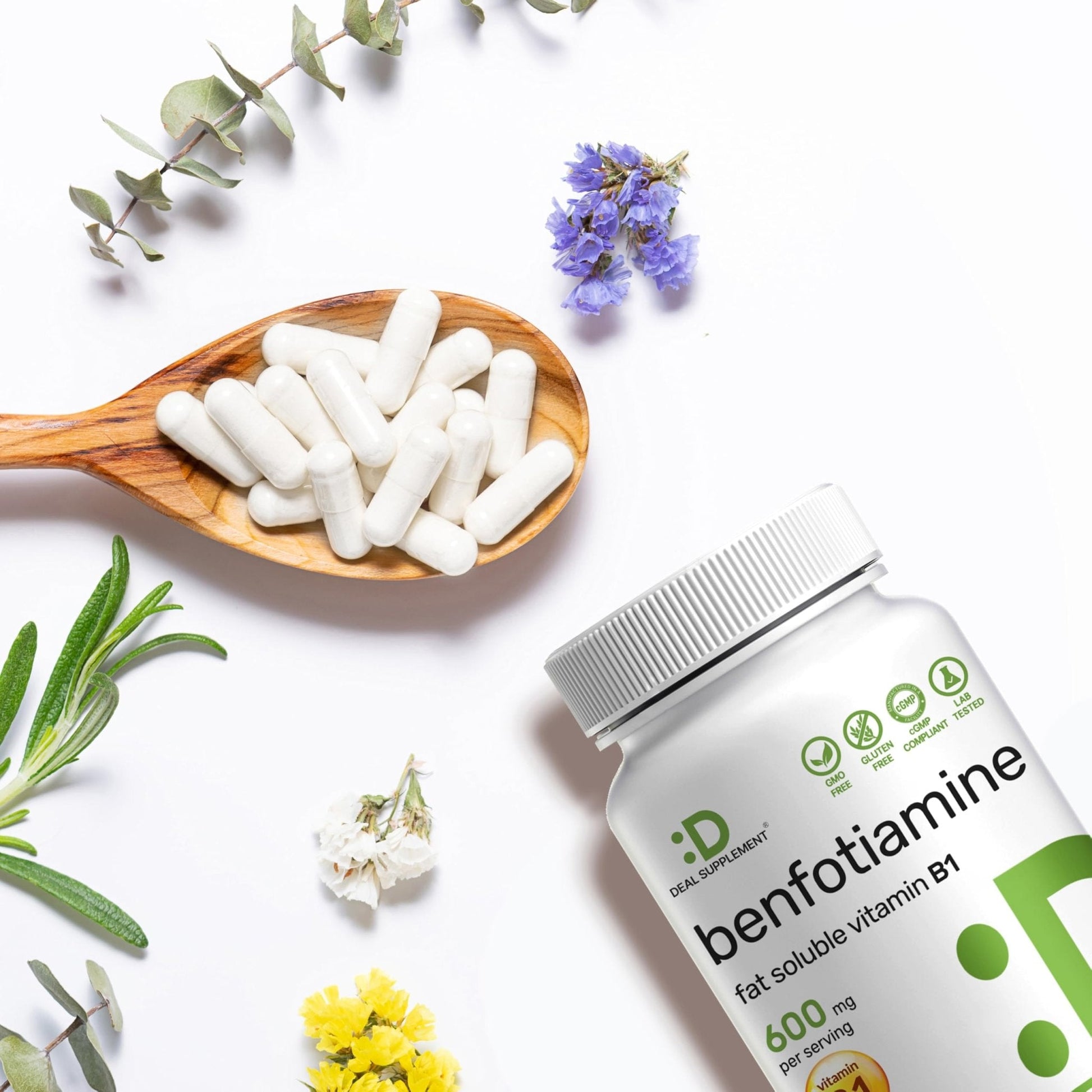 Benfotiamine 600mg Per Serving, 180 Veggie Capsules (300mg Per Cap) – Fat Soluble Vitamin B1 Thiamine Supplement - Maple Wellness Supplements