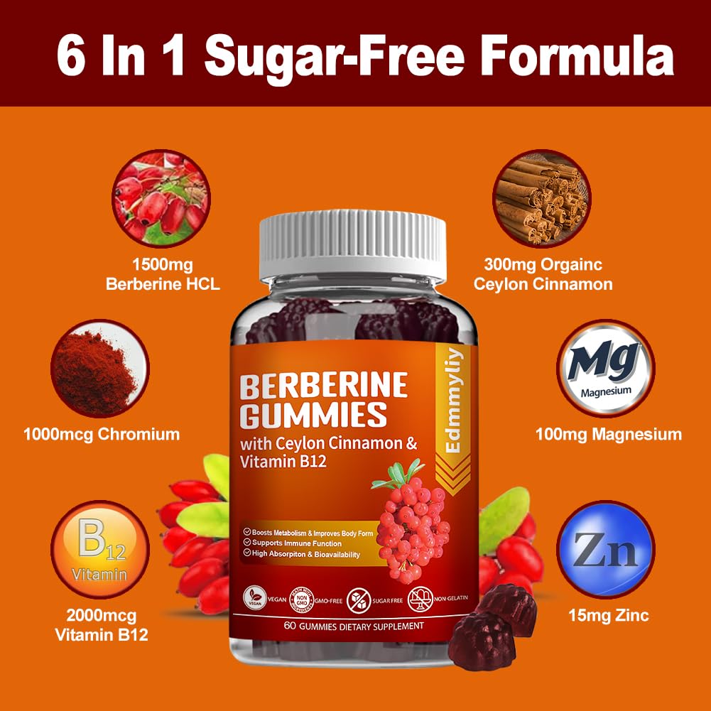 Berberine Gummies 1600mg with Ceylon Cinnamon Sugar Free High Potency Berberine - Maple Wellness Supplements