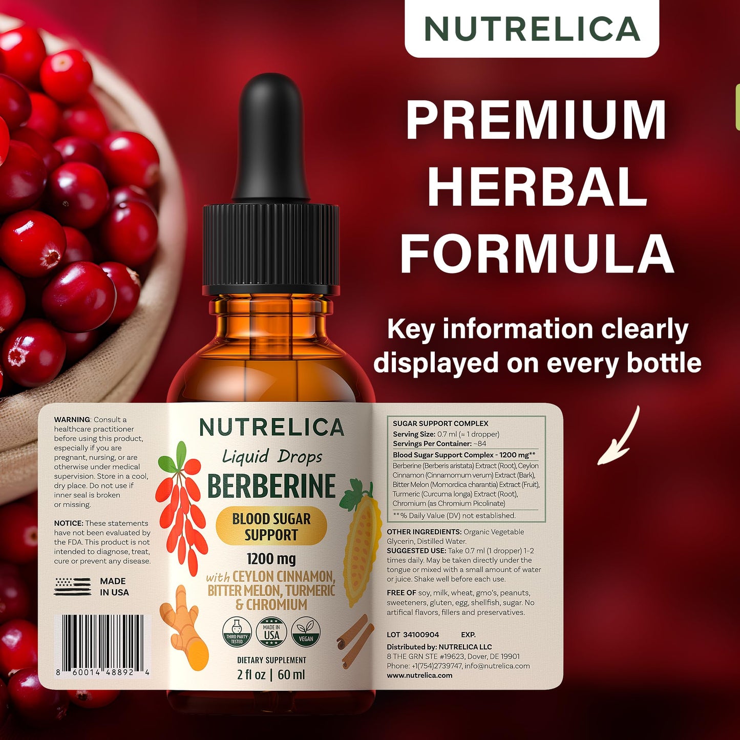 Berberine with Ceylon Cinnamon, Bitter Melon, Turmeric & Chromium – Blood Sugar Balance & Glucose Metabolism - Maple Wellness Supplements