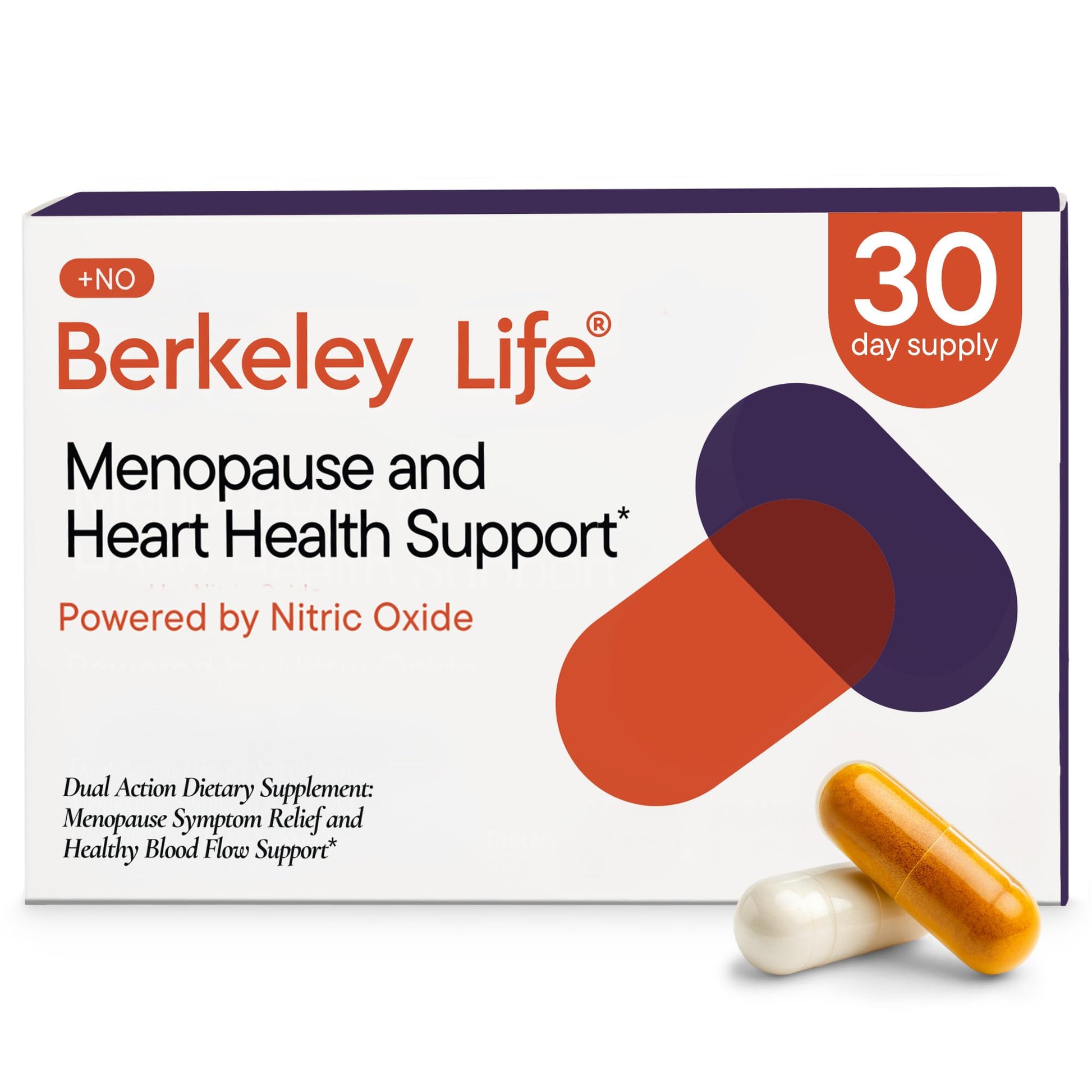 Berkeley Life Menopause and Heart Health Support Supplements - Hormone-Free Dual-Action Nitric Oxide Supplement for Menopause Symptom Relief & Healthy Blood Flow Support for Women - 60 Capsules - Maple Wellness Supplements