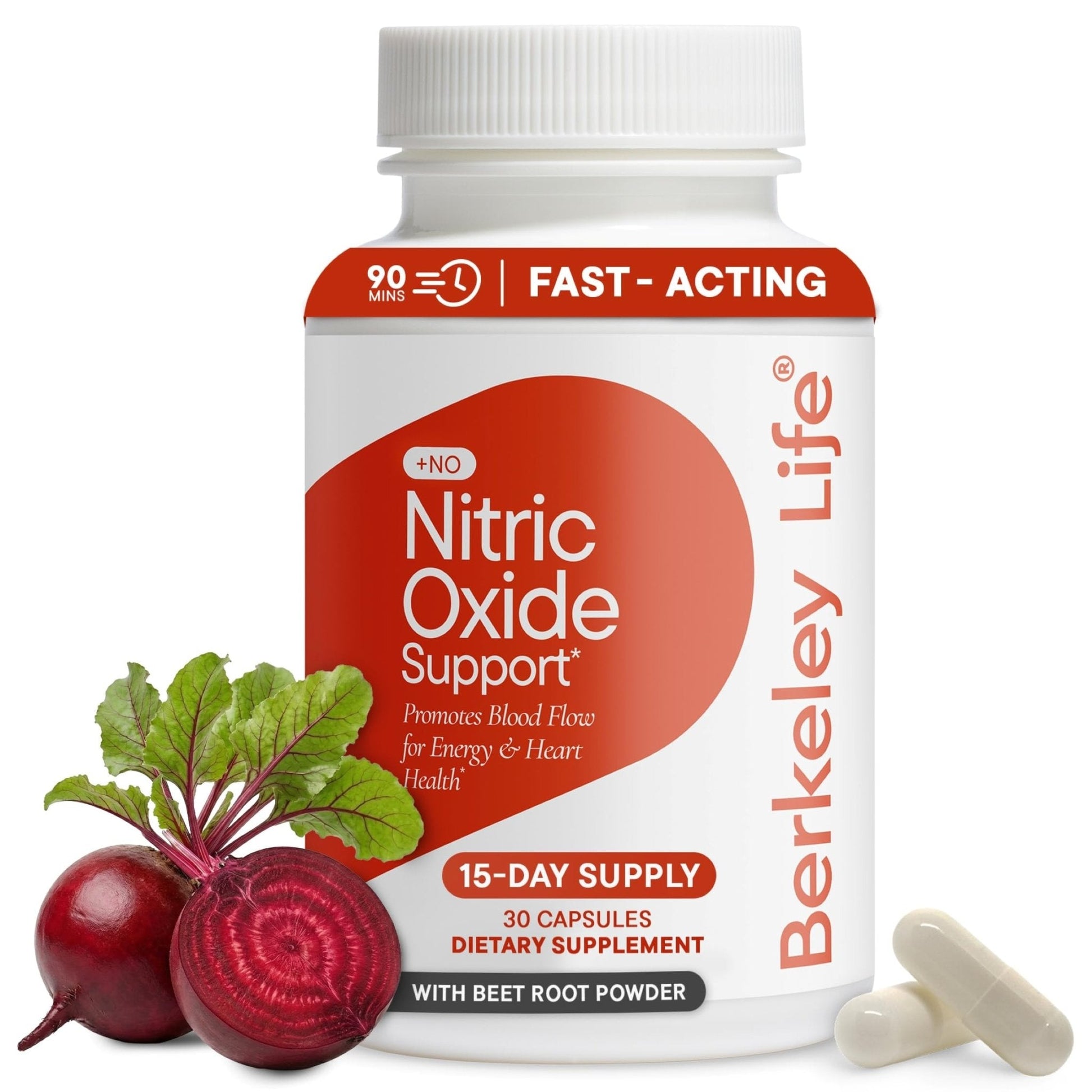 Berkeley Life Nitric Oxide Support Supplement - Nitric Oxide Booster for Men & Women - Blood Flow & Circulation with Beet Root Powder to Support Energy, - Maple Wellness Supplements